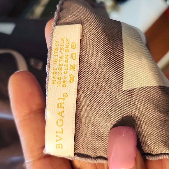 Bvlgari Gray Multi Geo Print Silk Scarf With Box - Picture 8 of 12